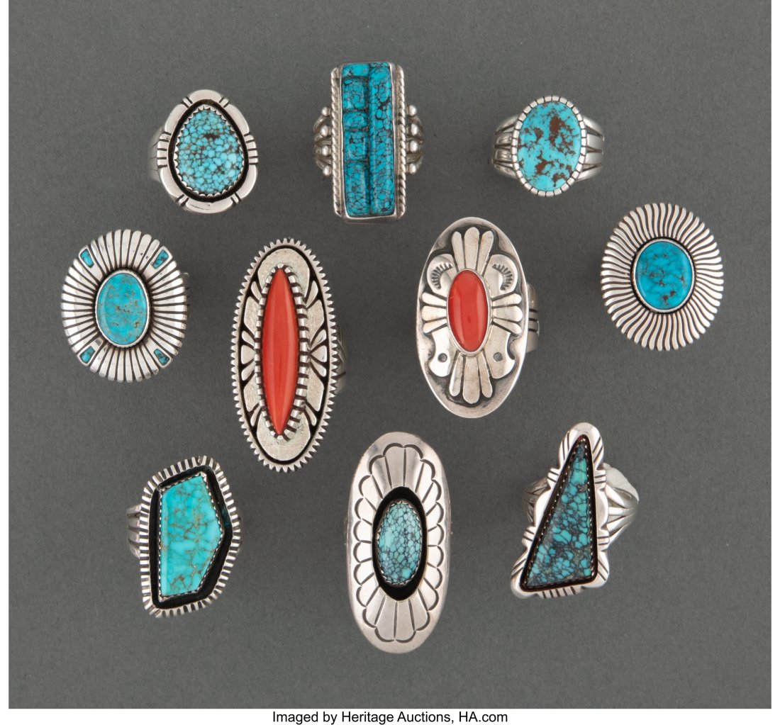 Ten Navajo Rings  c. 2000 - 2010  one stamped Ed (1 of 2)