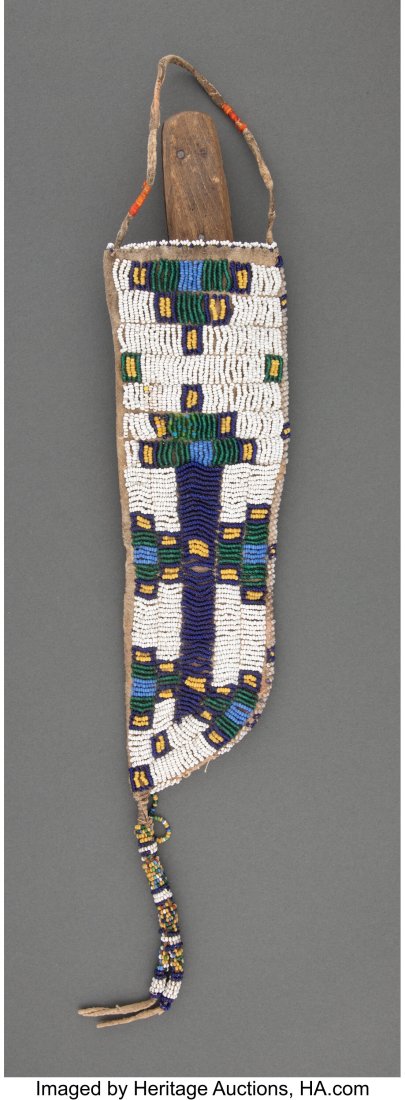 A Sioux Beaded Hide Knife Sheath and Knife  c. 1 (1 of 3)