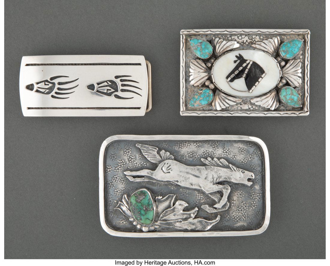 Three Southwest Belt Buckles  c. 1975  each stam (1 of 2)