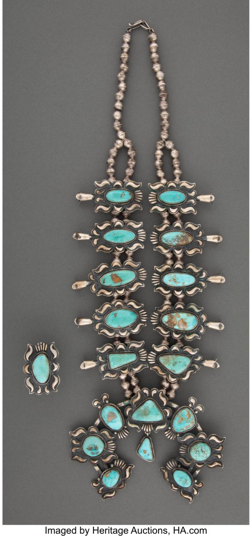 A Navajo Jewelry Suite  c. 1995  including a squ (1 of 3)