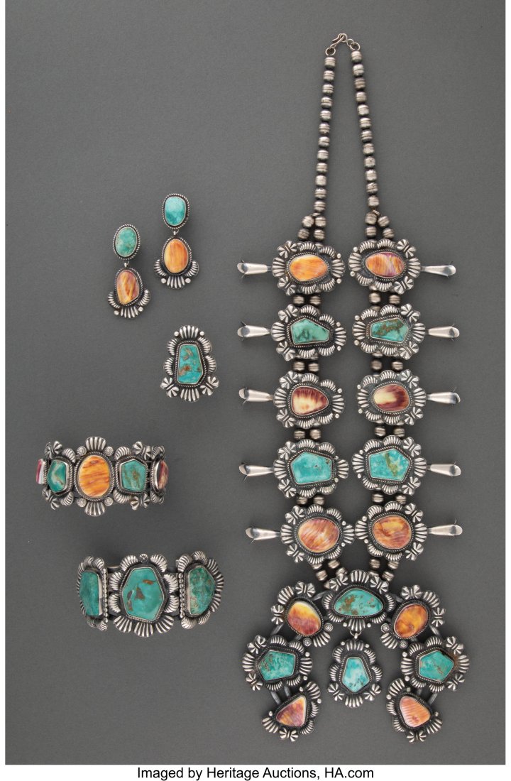 A Navajo Jewelry Suite  c. 1995  including a squ (1 of 3)