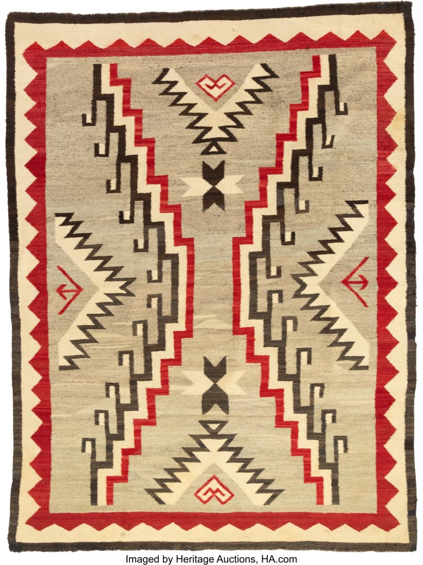 A Navajo Regional Rug Crystal c. 1935 native: A Navajo Regional Rug Crystal c. 1935 native handspun wool, aniline dyes Dimensions: 83 x 63 inches HID03101062020 © 2023 Heritage Auctions | All Rights Reserved