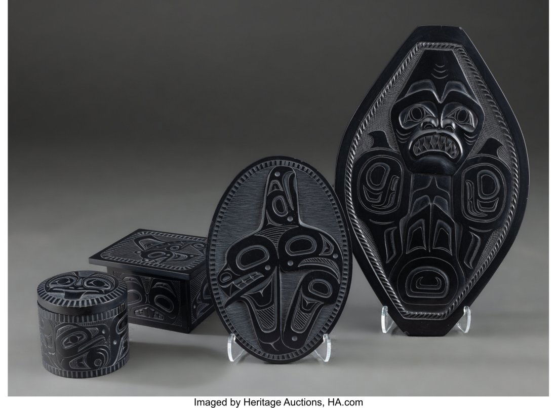 Four Haida Carved Argillite Items  c. 1988 - 199 (1 of 3)