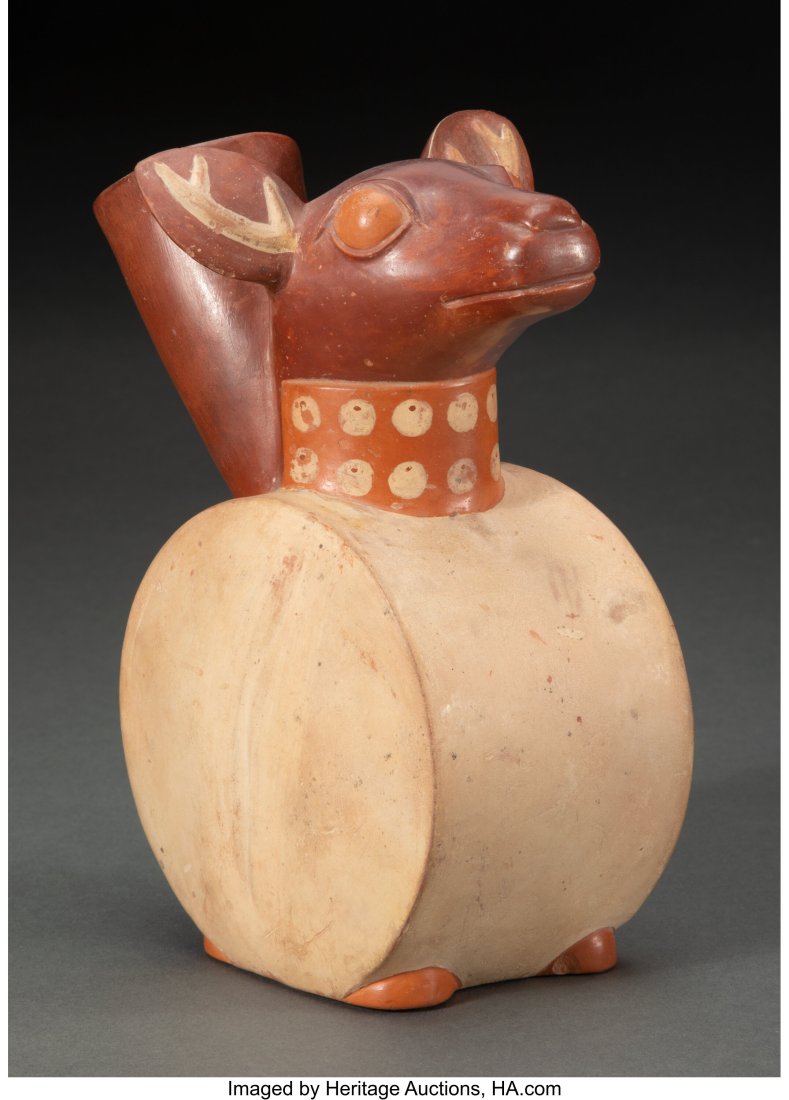 A Moche Deer Head on Drum Vessel  Peru, Early In (1 of 5)