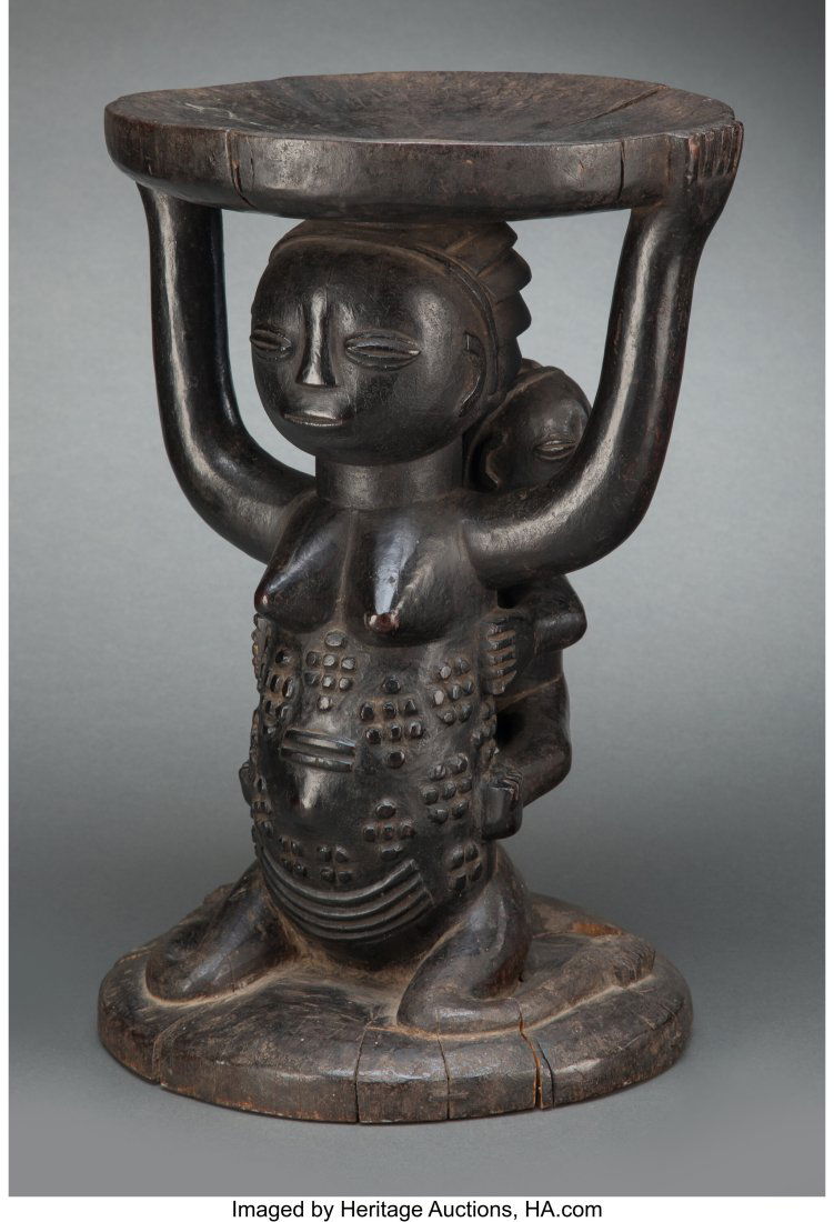 A Luba Stool with Maternity Figure  Democratic R (1 of 4)