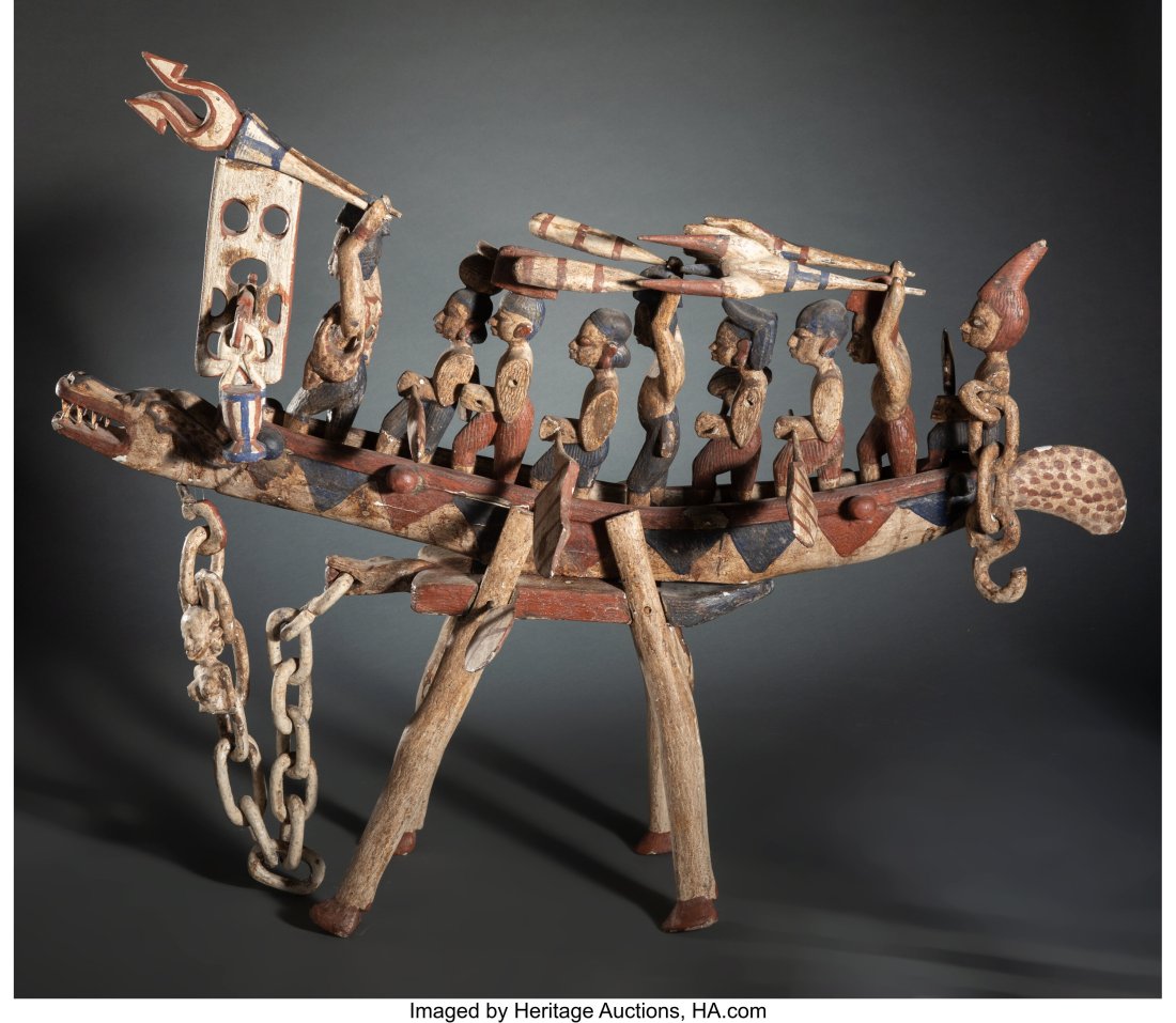 A Rare Yoruba Boat for a Shrine  Eastern Nigeria (1 of 3)
