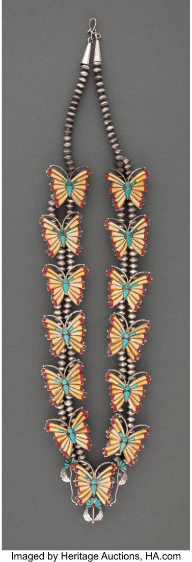 A Zuni Style Squash Blossom Necklace  c. 2000  s (1 of 3)