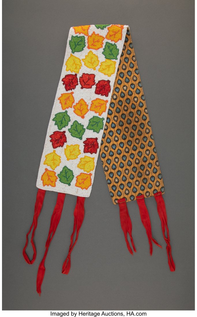 A Winnebago Beaded Sash Length: 31 ½ inches, e: A Winnebago Beaded Sash Length: 31 &frac12; inches, excluding ribbons HID03101062020 © 2023 Heritage Auctions | All Rights Reserved