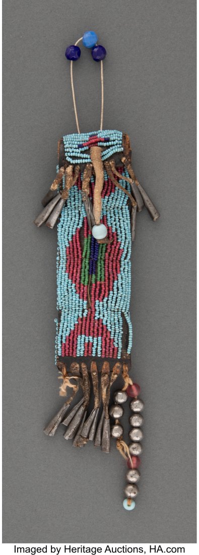 A Plains Beaded Leather Whetstone Case  commerci (1 of 2)