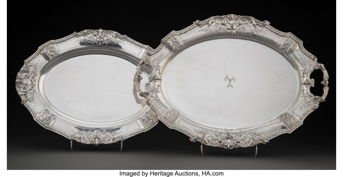 Two Reed & Barton Louis XV Pattern Silver Oval T (1 of 4)