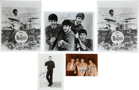 Ringo Starr Autographed Photo Group of 5.: Ringo Starr Autographed Photo Group of 5. Assortment of photos autographed by the Beatles