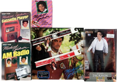Michael Jackson Assorted Vintage Memorabilia.: Michael Jackson Assorted Vintage Memorabilia. Group of Jackson-themed novelties includes