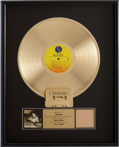 Madonna Like a Virgin RIAA Gold Album Award.: Madonna Like a Virgin RIAA Gold Album Award. C