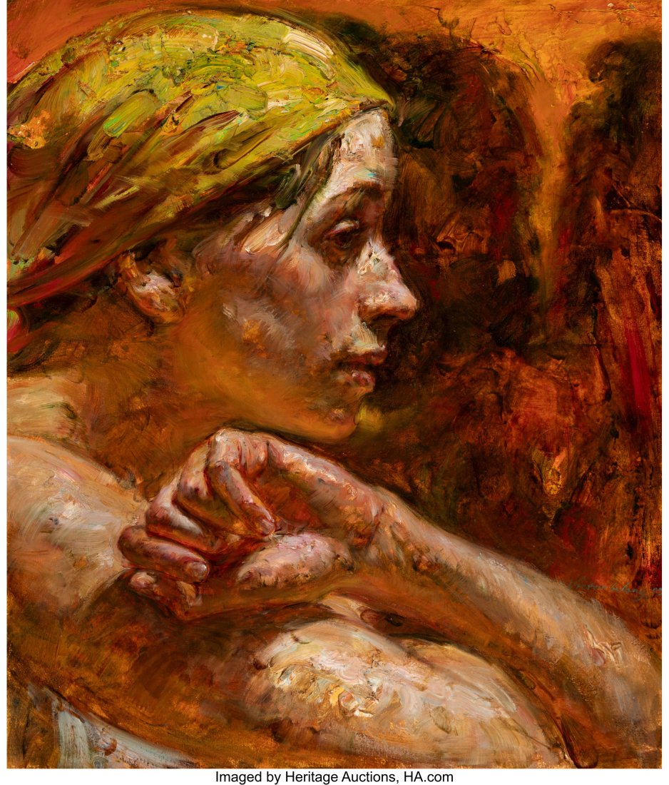 Victor Wang (Chinese/American, b. 1956) Timeless: Victor Wang (Chinese/American, b. 1956) Timeless Profile, 2005 Oil on canvas with collage 23 x 19-3/4 inches (58.4 x 50.2 cm) Signed and da