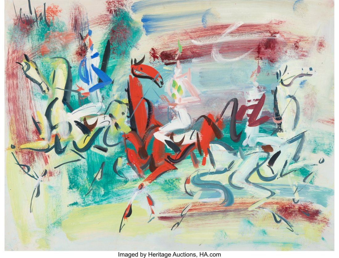 Gen Paul (American, 1895-1975) Le champ de cours: Gen Paul (American, 1895-1975) Le champ de courses Gouache on paper 18-3/4 x 24-1/2 inches (47.6 x 62.2 cm) (sight) Signed upper left: G