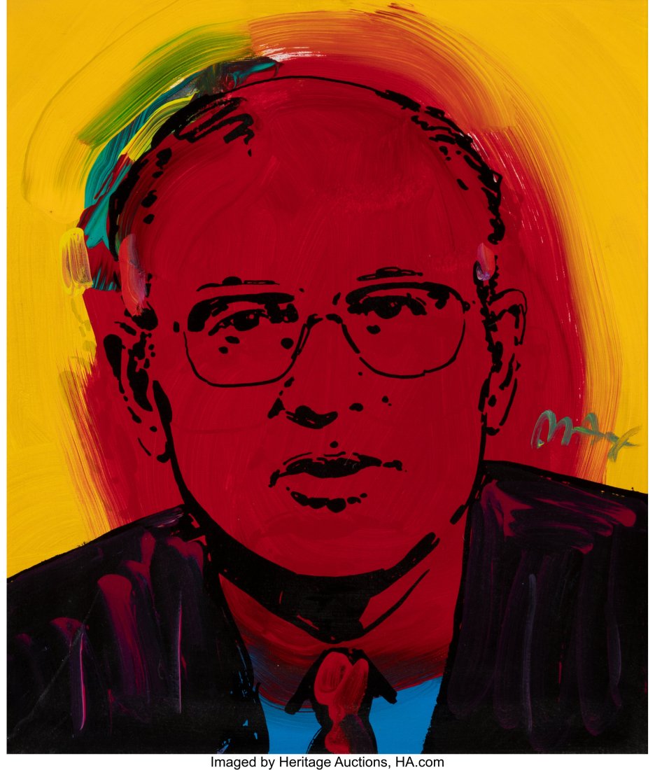 Peter Max (American, b. 1937) Gorbachev, 1990 Ac: Peter Max (American, b. 1937) Gorbachev, 1990 Acrylic on canvas 16 x 14 inches (40.6 x 35.6 cm) Signed center right: Max Signed, dated&