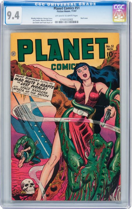 Planet Comics #51 (Fiction House, 1947) CGC NM 9: Planet Comics #51 (Fiction House, 1947) CGC NM 9.4 Off-white to white pages. Joe Doolin s