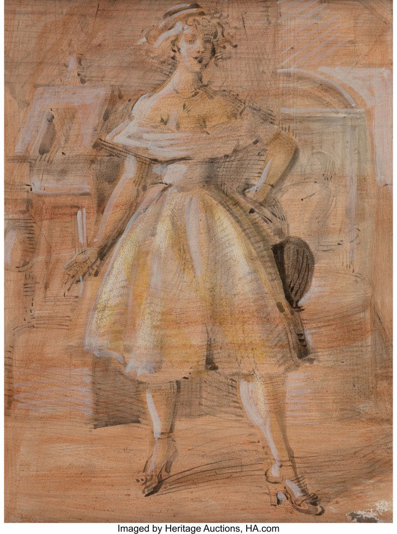 Reginald Marsh (American, 1898-1954) Figure stud: Reginald Marsh (American, 1898-1954) Figure study, circa 1950 Watercolor and pencil on paper laid on board 12-1/4 x 9-1/4 inches (31.1 x 23.5 cm)