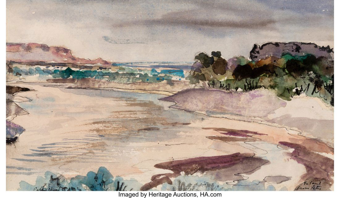 Peter Hurd (American, 1904-1984) Beach 2 Waterco: Peter Hurd (American, 1904-1984) Beach 2 Watercolor, ink, and pencil on paper 5 x 8-1/4 inches (12.7 x 21.0 cm) (sheet) Signed lower l
