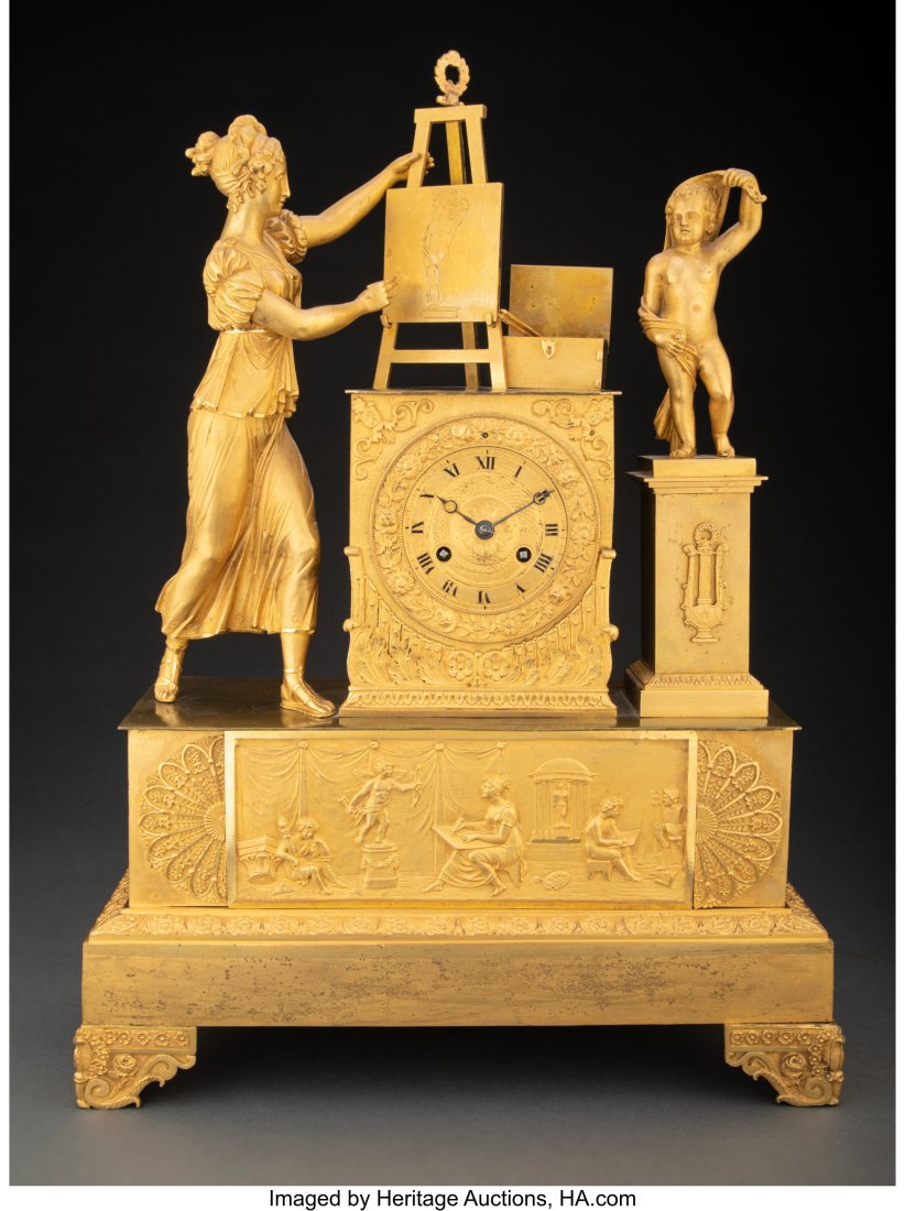 61108 An Empirestyle Gilt Bronze Figural Mantel Clock Auction