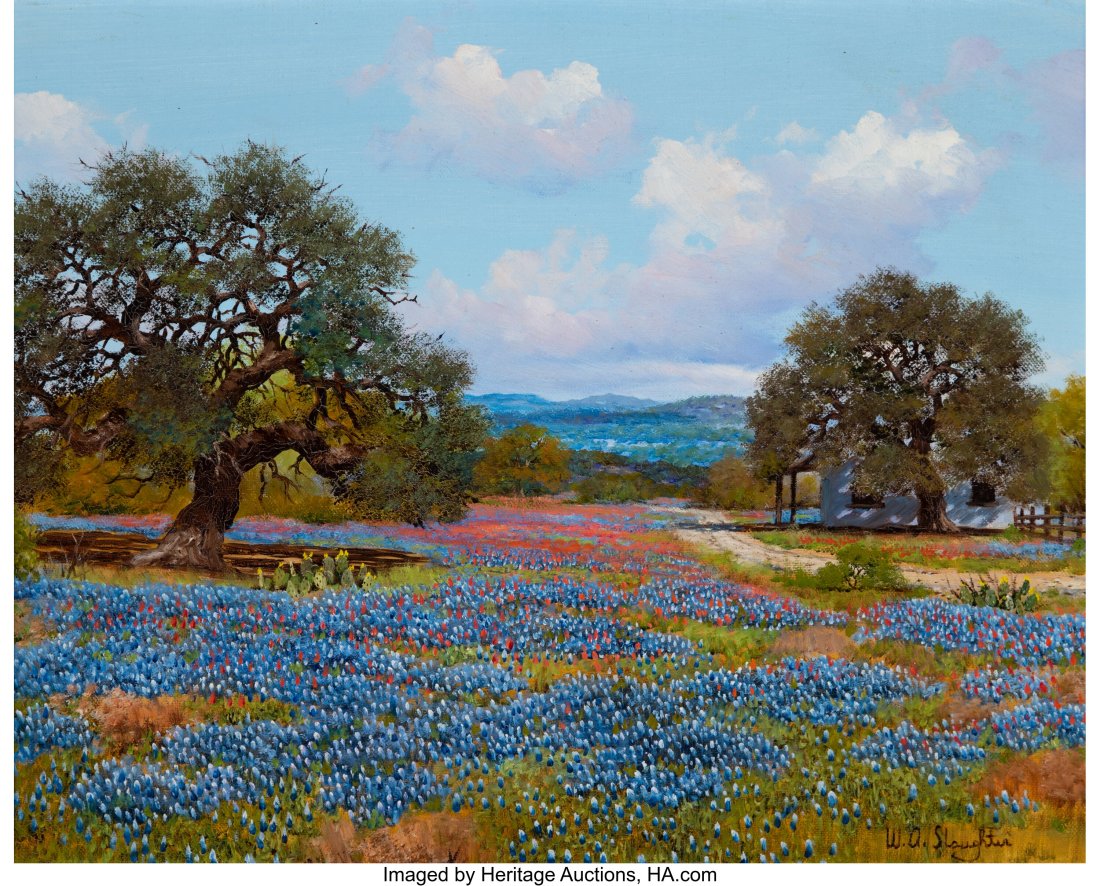 William A. Slaughter (American, 1923-2003) Texas: William A. Slaughter (American, 1923-2003) Texas Springtime Oil on canvas 16 x 20 inches (40.6 x 50.8 cm) Signed lower right: W.A. Sl