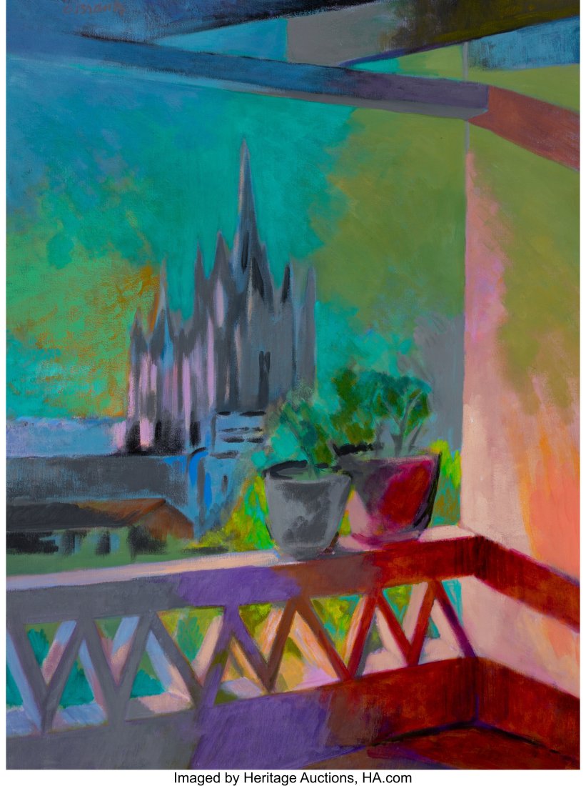 Cynthia Brants (American, 1924-2006) Balcony in: Cynthia Brants (American, 1924-2006) Balcony in the Sun, 1966 Acrylic on canvas 40 x 30 inches (101.6 x 76.2 cm) Signed upper left: C. Brants