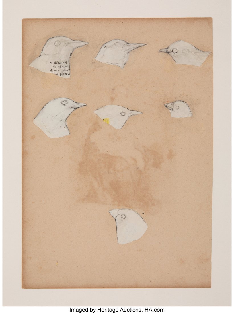 Lance Letscher (American, b. 1962) Seven Birds G: Lance Letscher (American, b. 1962) Seven Birds Graphite and collage on paper 12-1/4 x 8-3/4 inches (31.1 x 22.2 cm) (sheet) PROVENANCE&