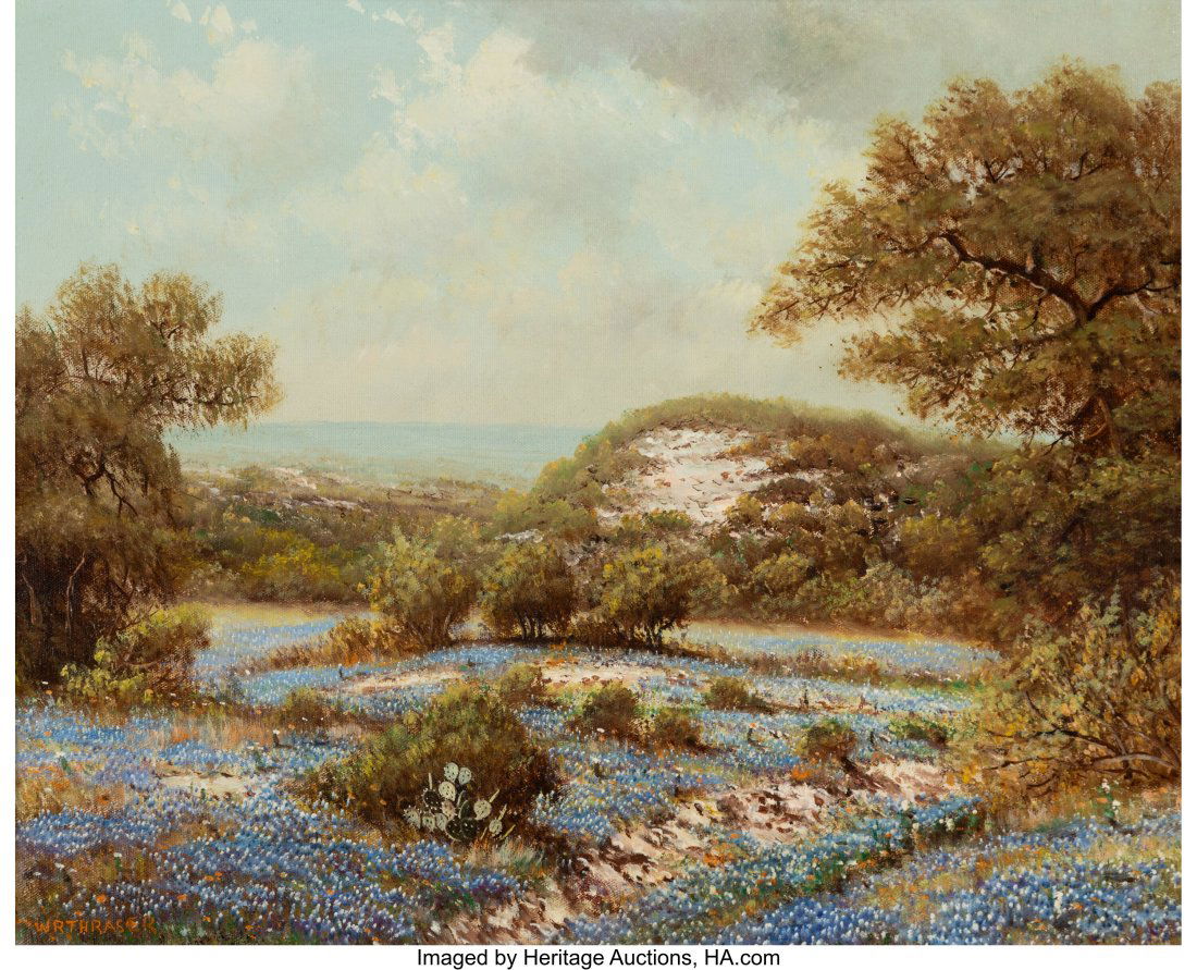 William Robert Thrasher (American, 1908-1997) In: William Robert Thrasher (American, 1908-1997) In the Hill Country Oil on canvas 16 x 20 inches (40.6 x 50.8 cm) Signed lower left: WRThrasher PROVENANCE&c