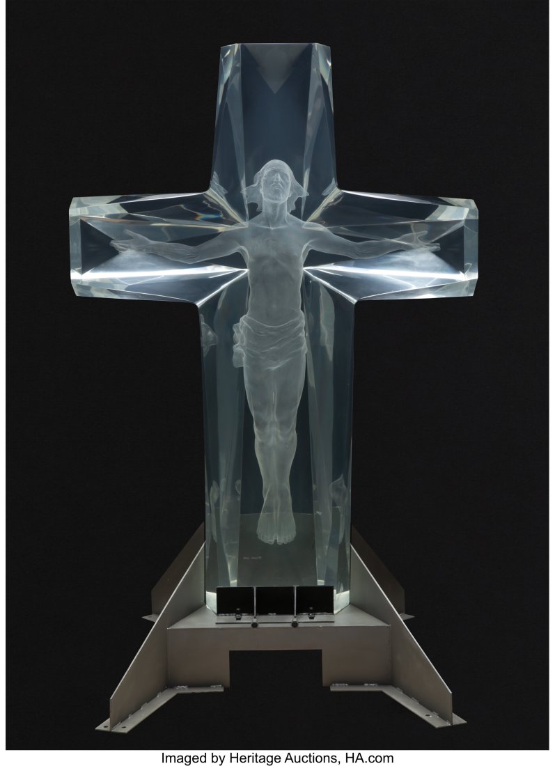 Frederick Hart (American, 1943-1999) The Cross o: Frederick Hart (American, 1943-1999) The Cross of the Millennium (Life Size) Clear acrylic resin 74-1/2 x 53-1/4 x 16-3/4 inches (189.2 x 135.3