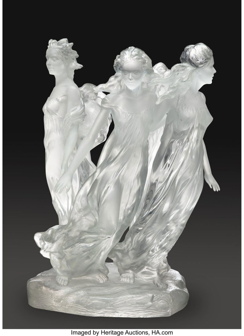Frederick Hart (American, 1943-1999) Songs of Gr: Frederick Hart (American, 1943-1999) Songs of Grace, 2000 Clear acrylic resin 25 inches (63.5 cm) on a 44 inches (111.76 cm) high illuminated base Foundry Proof Signed: Hart Inscribed: ©2000, F. Hart