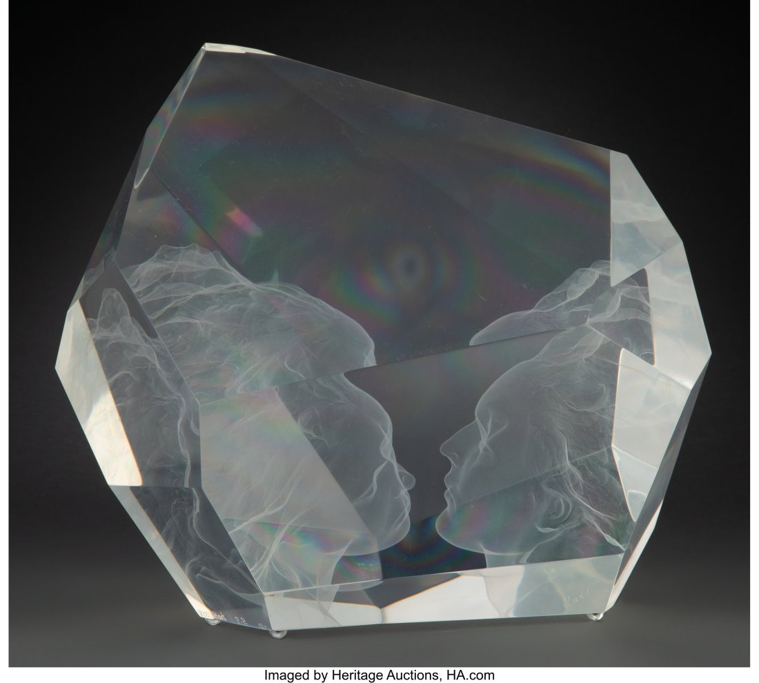 Frederick Hart (American, 1943-1999) The Kiss, 2: Frederick Hart (American, 1943-1999) The Kiss, 2001 Clear acrylic resin 12 x 11-1/2 inches (30.5 x 29.2 cm) Foundry Proof Signed: Hart Inscribed