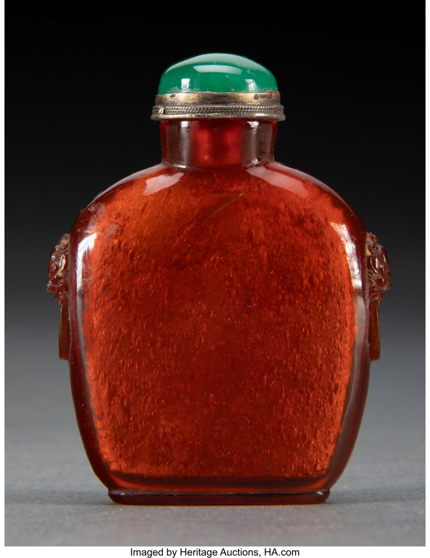 A Chinese Carved Amber Snuff Bottle 2-1/2 x 1-7/ (1 of 3)