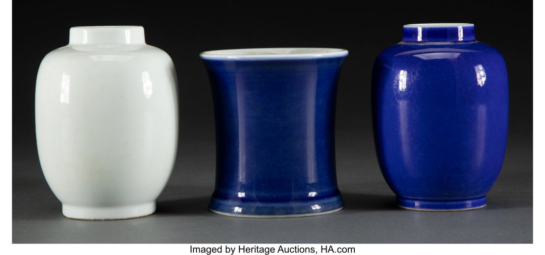 A Group of Three Chinese Monochrome Vases Marks (1 of 3)