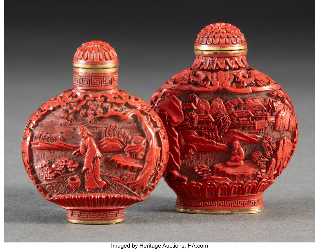 Two Chinese Cinnabar Lacquer Snuff Bottles Marks (1 of 2)