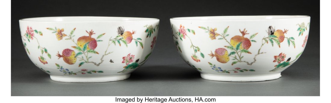A Pair of Chinese Famille Rose Bowls Marks: six- (1 of 3)