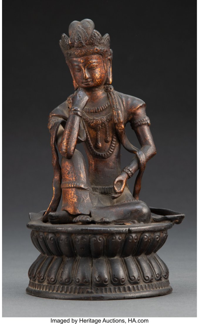 A Korean Patinated Bronze Bodhisattva Figure 7 x (1 of 2)