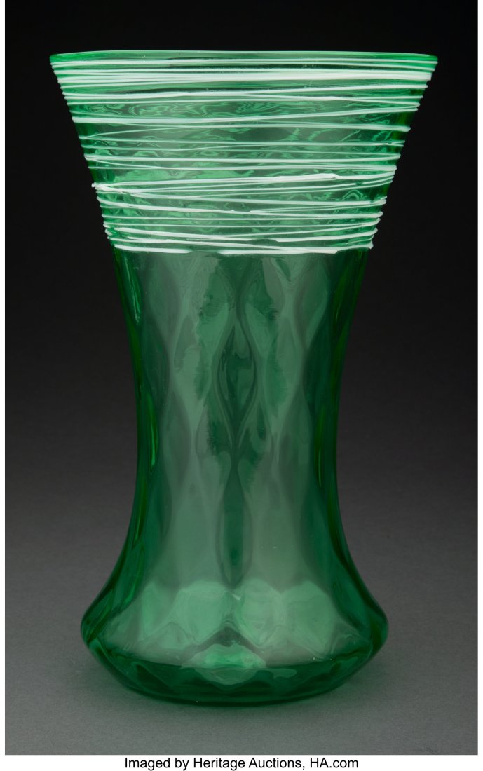 Steuben Pamona Green Glass Reeded Vase, early 20: Steuben Pamona Green Glass Reeded Vase, early 20th century 11-1/2 inches (29.2 cm) HID03101062020 © 2023 Heritage Auctions | All Rights Reserved