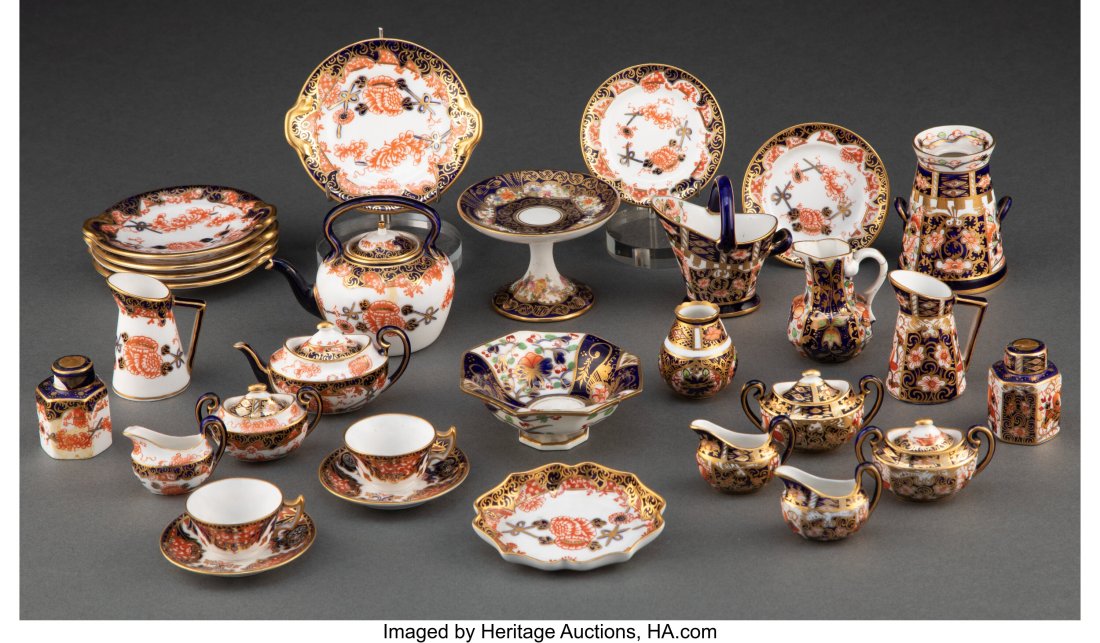 A Collection of Thirty Royal Crown Derby Imari P: A Collection of Thirty Royal Crown Derby Imari Pattern Porcelain Miniature Table Articles, late 19th century Marks: (various) 2-1/2 x 2 x 1-3/4 inches (6.4 x