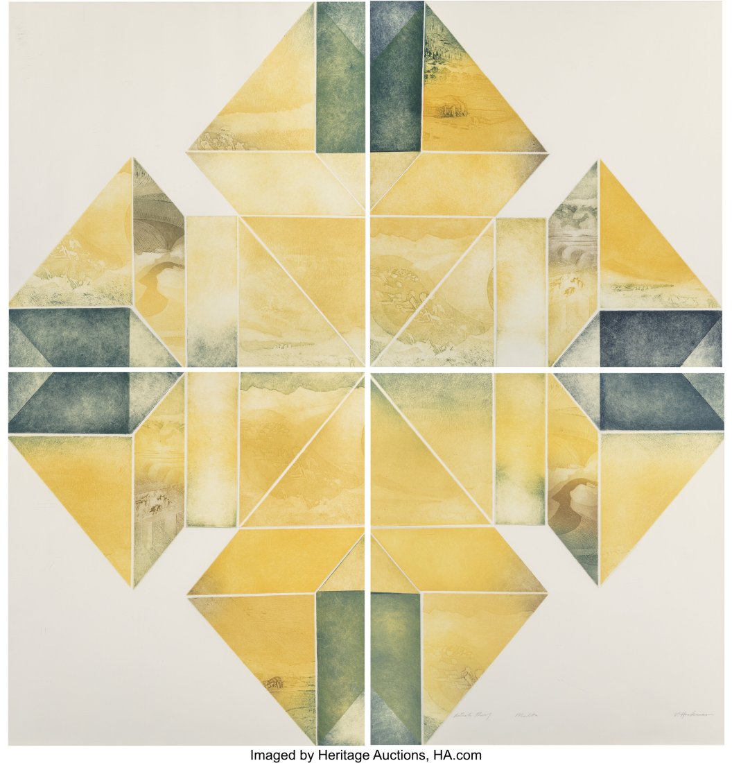 Vida Hackman (1935-1999) Malta (quadriptych) Etc: Vida Hackman (1935-1999) Malta (quadriptych) Etchings in color on paper 28-3/4 x 27-3/4 inches (73.0 x 70.5 cm) (each, sheet) Lower