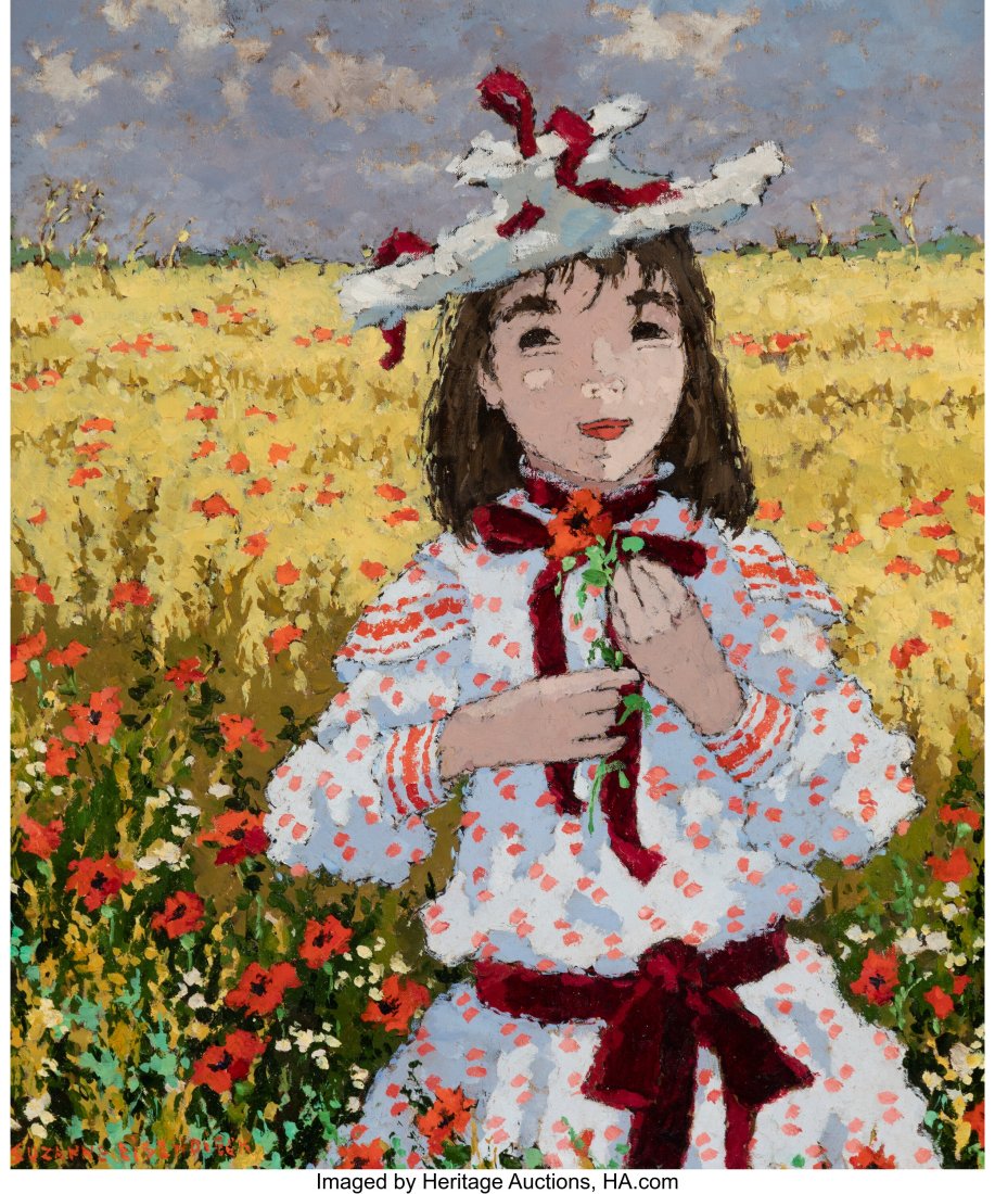 Suzanne Eisendieck (German, 1908-1998) Sabrina d: Suzanne Eisendieck (German, 1908-1998) Sabrina dans un champ de coquelicots Oil on canvas 18 x 15 inches (45.7 x 38.1 cm) Signed lower left: Suzanne Eisen