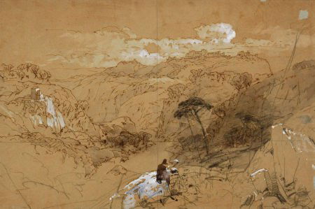 Attributed to EDWARD LEAR (British, 1812-1888) T: Attributed to EDWARD LEAR (British, 1812-1888)Two Middle Eastern Landscapes<