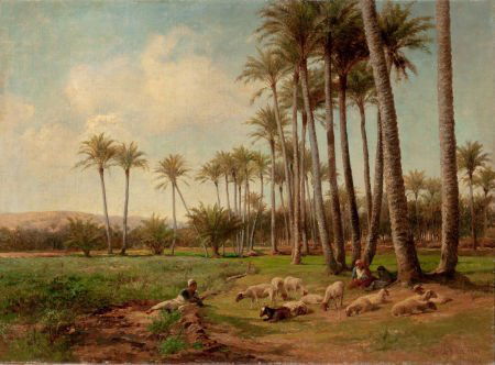 DAVID BATES (British, 1840-1921) An Oasis in the: DAVID BATES (British, 1840-1921)An Oasis in the Desert, 1899Oil on canvas
