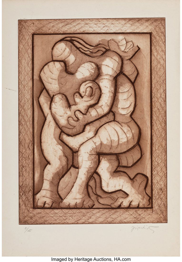 Jacques Lipchitz (French, 1891-1973) Couple et e: Jacques Lipchitz (French, 1891-1973) Couple et enfant, 1940 Etching, engraving, and aquatint in sepia on wove paper 14-7/8 x 10-3/4 inches (37.8 x