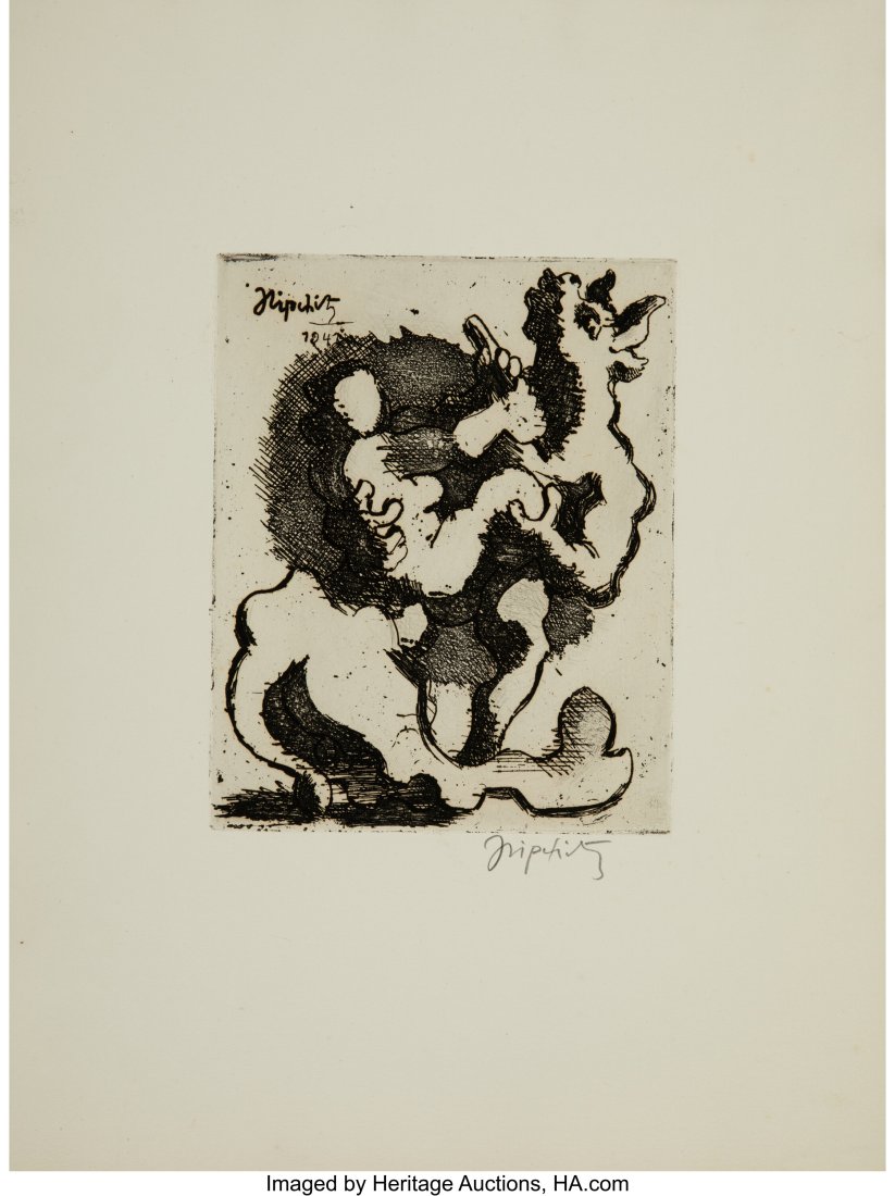 Jacques Lipchitz (French, 1891-1973) The Rape of: Jacques Lipchitz (French, 1891-1973) The Rape of Europa, 1941 Etching on laid paper 14-1/4 x 11 inches (36.2 x 27.9 cm) (sheet) Signed in pe