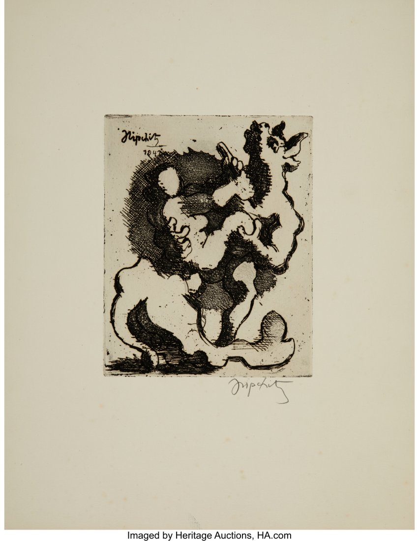 Jacques Lipchitz (French, 1891-1973) The Rape of: Jacques Lipchitz (French, 1891-1973) The Rape of Europa, 1941 Etching on laid paper 14-1/8 x 11 inches (35.9 x 27.9 cm) (sheet) Signed in pe