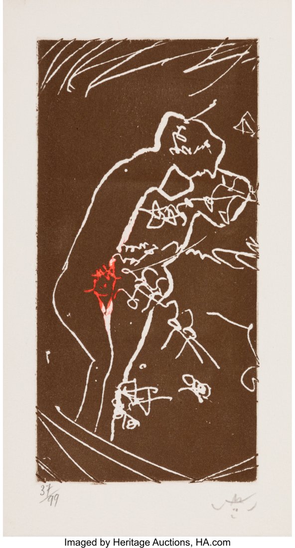 Roberto Matta (Chilean, 1911-2002) Pour Joyce Ma: Roberto Matta (Chilean, 1911-2002) Pour Joyce Mansour, 1991 Etching in colors with metallic ink on wove paper 9-1/2 x 5-1/8 inches (24.1 x 13.0 cm&rpar