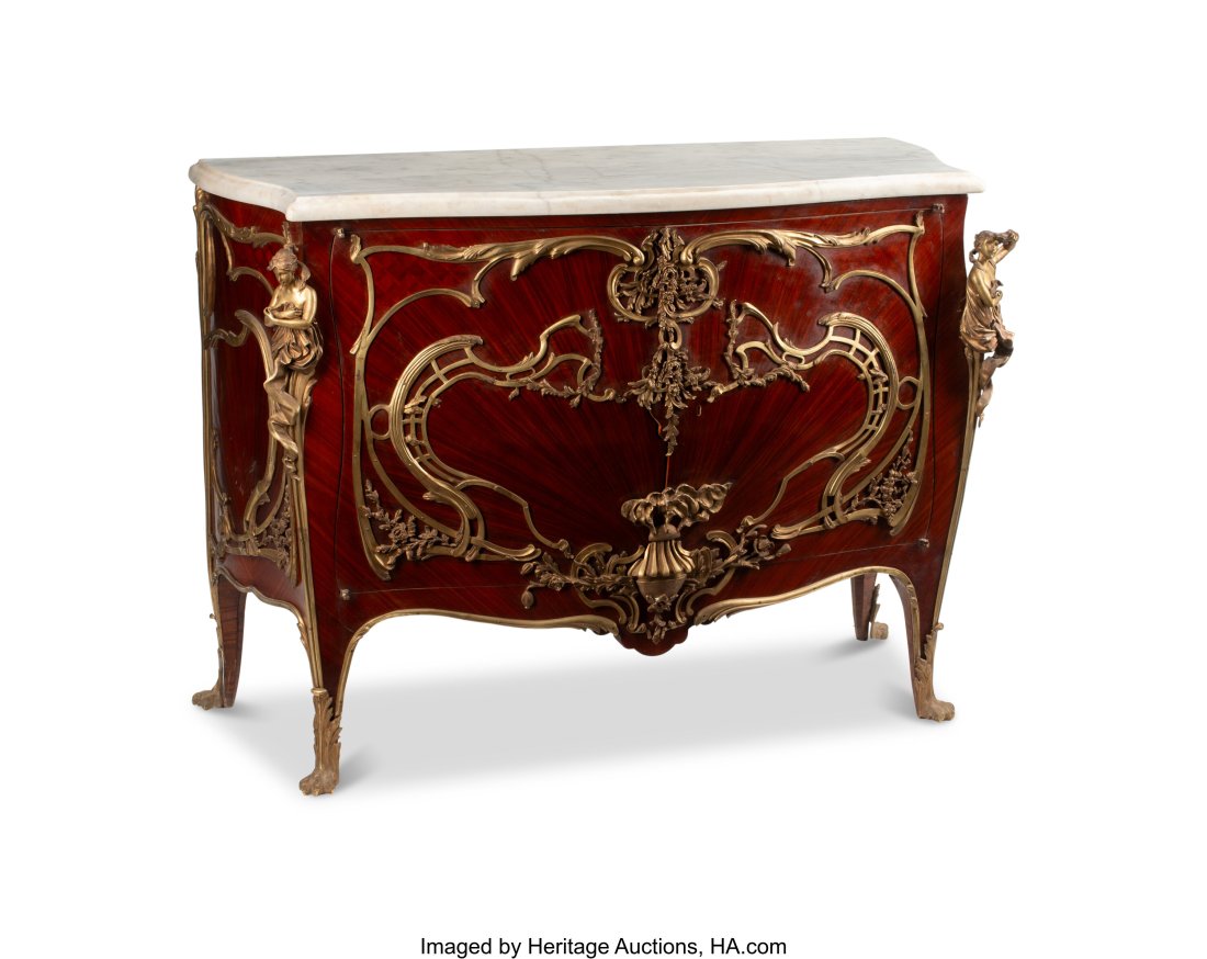 A Large French Louis XV-Style Gilt Bronze-Mounte (1 of 5)