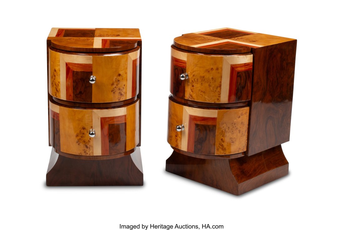 A Pair of Art Deco-Style Marquetry Inlaid Two-Dr (1 of 4)