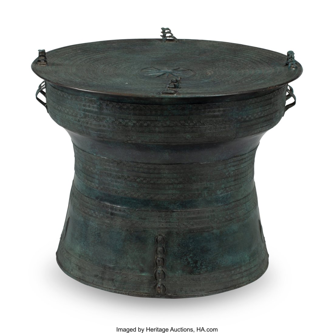 A Large Bronze Rain Drum 20 x 26 inches (50.8 x: A Large Bronze Rain Drum 20 x 26 inches (50.8 x 66.0 cm) HID03101062020 © 2024 Heritage Auctions | All Rights Reserved
