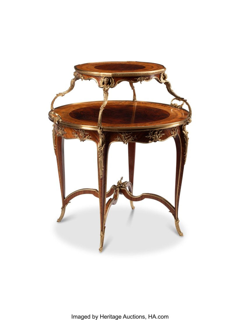 A French Louis XV-Style Inlaid Two-Tier Tea Tabl (1 of 5)